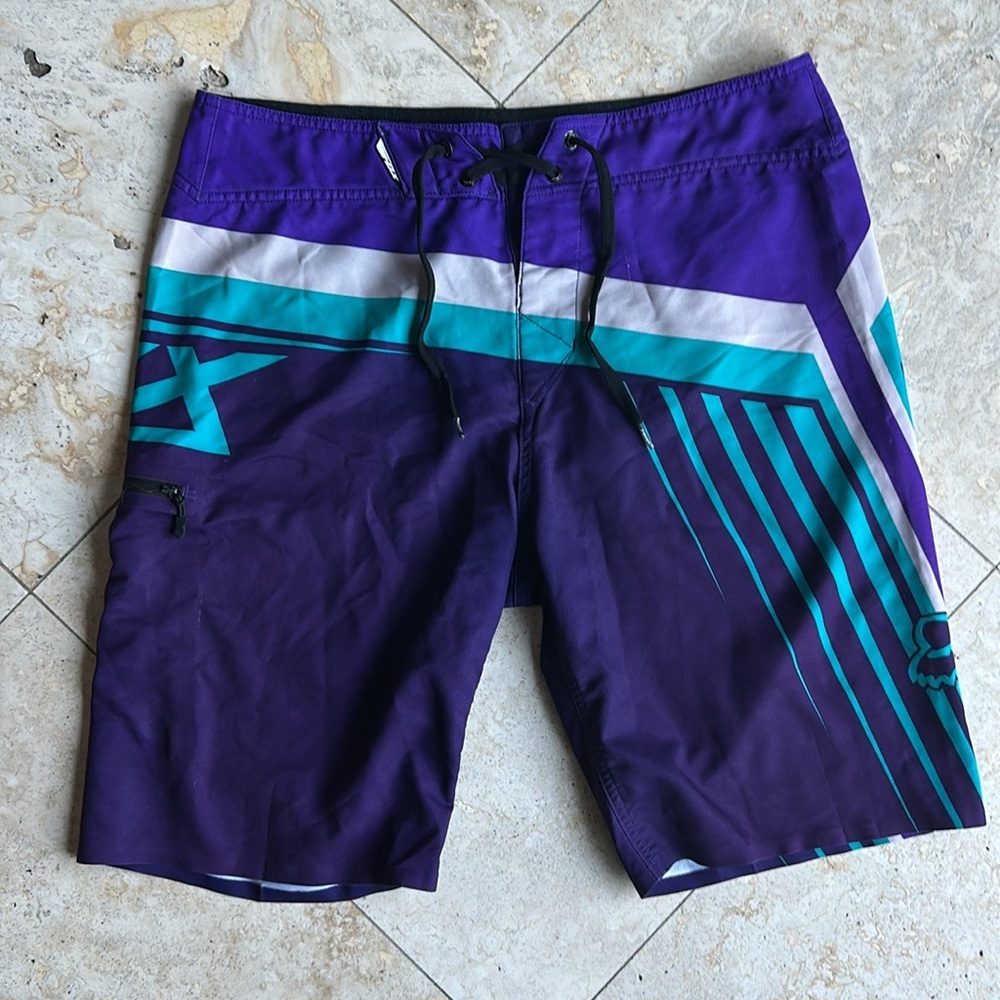 Fox Men’s Q4 Stretch Performance Z Lock Closure Secure Fit Racing Board Shorts
